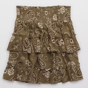 Aerie Olive Green Ruffle Mini Skirt
